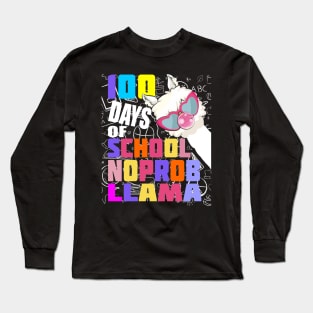 100 day of school no probllama Long Sleeve T-Shirt